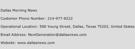 Dallas Morning News Phone Number Customer Service