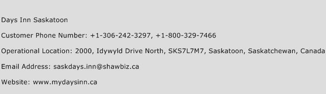 Days Inn Saskatoon Phone Number Customer Service