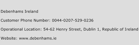 Debenhams Ireland Phone Number Customer Service