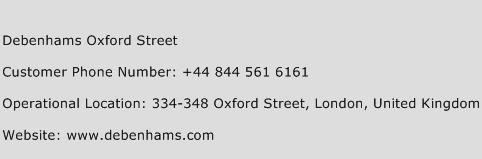 Debenhams Oxford Street Phone Number Customer Service