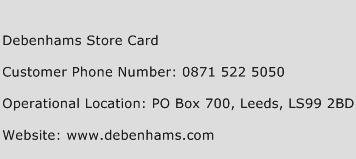 Debenhams Store Card Phone Number Customer Service
