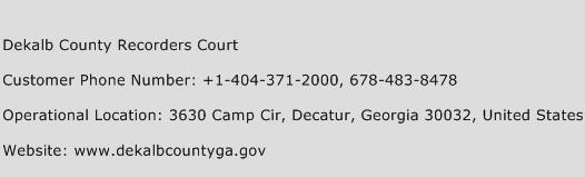 Dekalb County Recorders Court Phone Number Customer Service