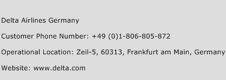Delta Airlines Germany Phone Number Customer Service