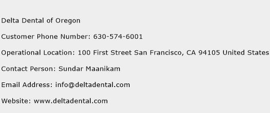 Delta Dental of Oregon Phone Number Customer Service