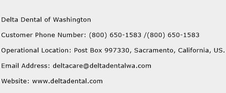 Delta Dental of Washington Phone Number Customer Service