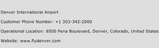 Denver International Airport Phone Number Customer Service