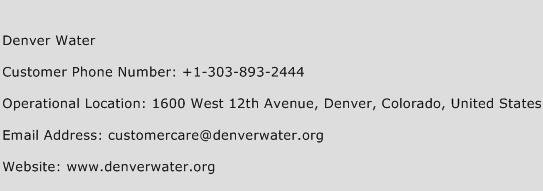 Denver Water Phone Number Customer Service