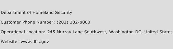 Department of Homeland Security Phone Number Customer Service