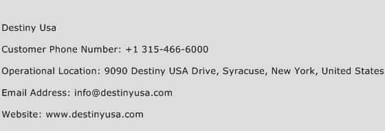Destiny Usa Phone Number Customer Service
