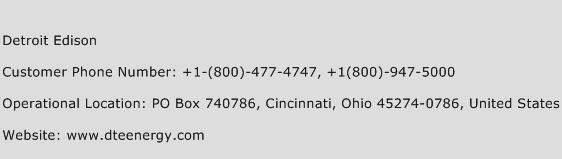 Detroit Edison Phone Number Customer Service