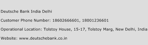 Deutsche Bank India Delhi Phone Number Customer Service