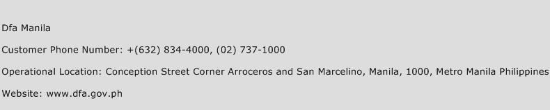 Dfa Manila Phone Number Customer Service