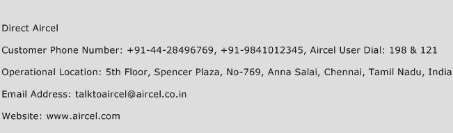 Direct Aircel Phone Number Customer Service