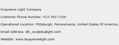 Duquesne Light Company Phone Number Customer Service