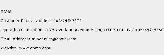 EBMS Phone Number Customer Service