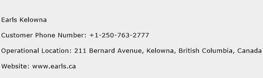 Earls Kelowna Phone Number Customer Service