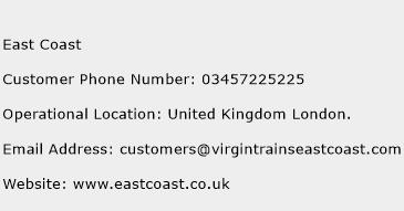 East Coast Phone Number Customer Service
