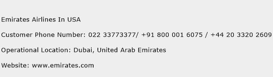 Emirates Airlines In USA Phone Number Customer Service