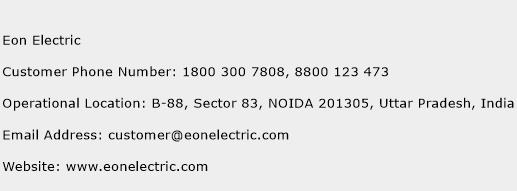 Eon Electric Phone Number Customer Service