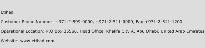Etihad Phone Number Customer Service