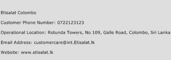 Etisalat Colombo Phone Number Customer Service
