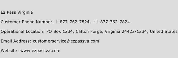 Ez Pass Virginia Phone Number Customer Service