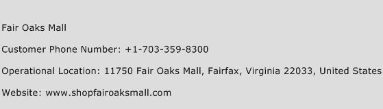 Fair Oaks Mall Phone Number Customer Service