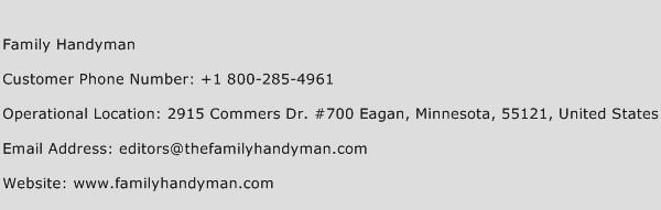Family Handyman Phone Number Customer Service
