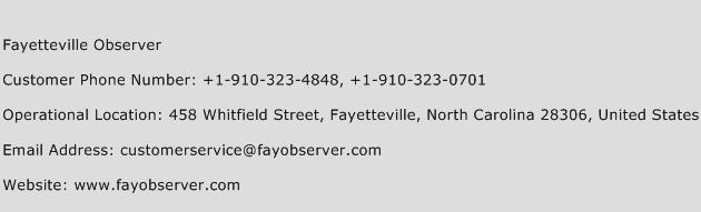 Fayetteville Observer Phone Number Customer Service