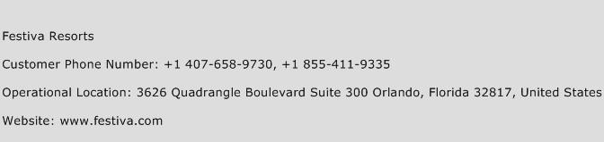 Festiva Resorts Phone Number Customer Service