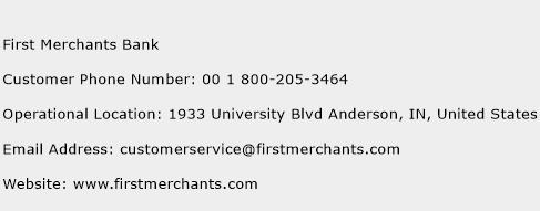 First Merchants Bank Phone Number Customer Service