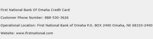 First National Bank Of Omaha Credit Card Phone Number Customer Service