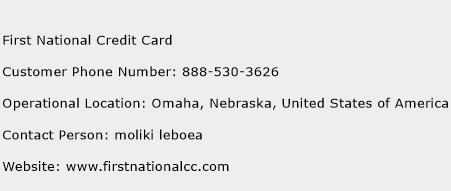 First National Credit Card Phone Number Customer Service