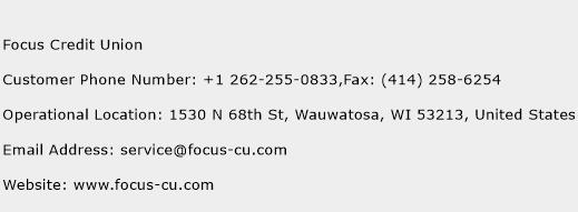 Focus Credit Union Phone Number Customer Service