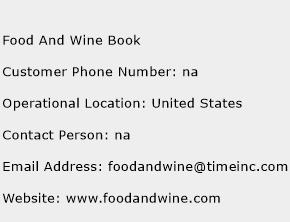 Food And Wine Book Phone Number Customer Service