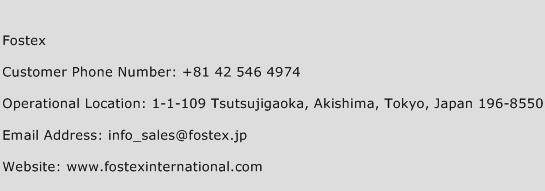 Fostex Phone Number Customer Service