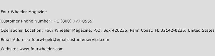 Four Wheeler Magazine Phone Number Customer Service