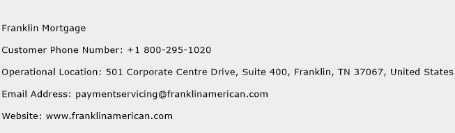 Franklin Mortgage Phone Number Customer Service