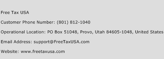 Free Tax USA Phone Number Customer Service