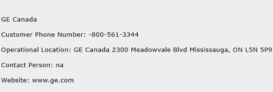 GE Canada Phone Number Customer Service