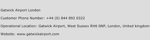 Gatwick Airport London Phone Number Customer Service