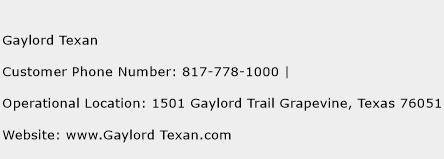 Gaylord Texan Phone Number Customer Service