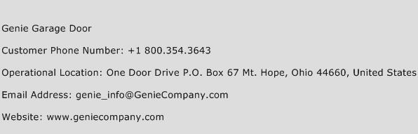 Genie Garage Door Phone Number Customer Service