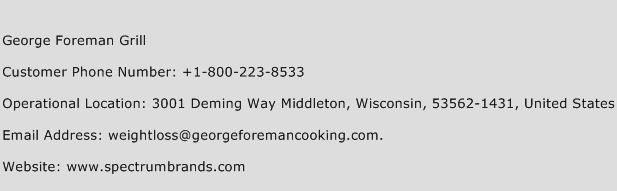 George Foreman Grill Phone Number Customer Service