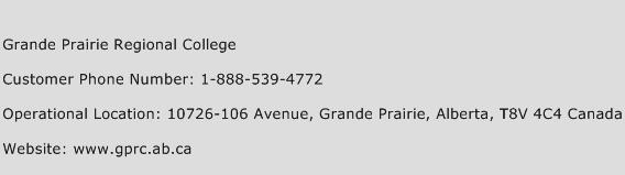 Grande Prairie Regional College Phone Number Customer Service