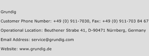 Grundig Phone Number Customer Service