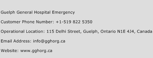 Guelph General Hospital Emergency Phone Number Customer Service