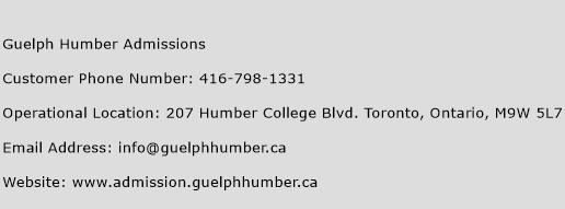 Guelph Humber Admissions Phone Number Customer Service