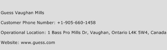 Guess Vaughan Mills Phone Number Customer Service