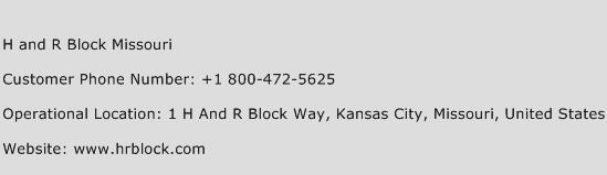 H and R Block Missouri Phone Number Customer Service